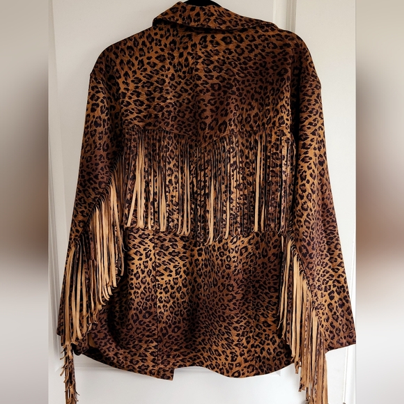 Free People Animal Print Fringe Jacket - Brown and Black. New Without Tag - Picture 5 of 7